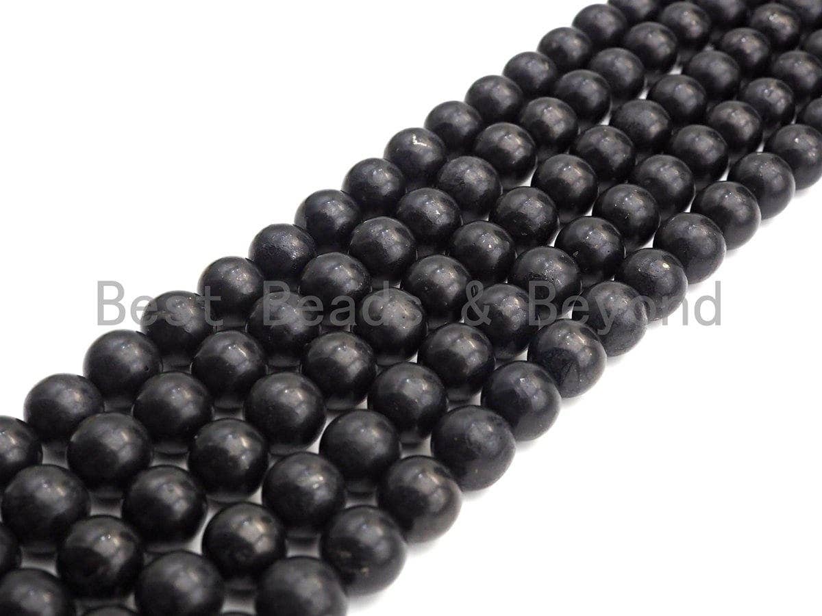High Quality Natural Shungite Smooth Round Beads, High Energy, 4mm/6mm/8mm/10mm/12mm Shungite Beads, 15.5" Strand, sku#U943