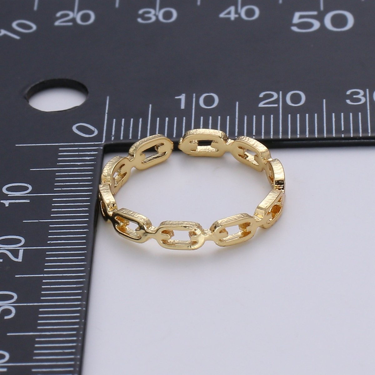 1pc Frienship Link Chain Gold Ring, Adjustable Gold Curb Ring, Link O Ring, Shiny Rolo Strand Ring for DIY Jewelry R-526