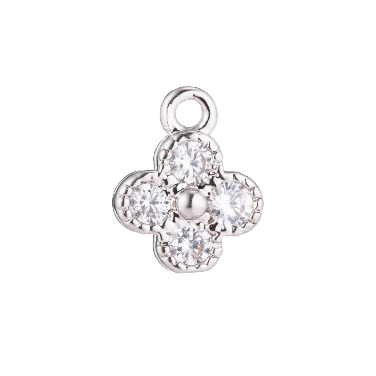 1pc Gold Filled Cute Flower, Circle of Love, Minimalist Chic, Cubic Zirconia Bracelet Charm, Necklace Pendant, Findings for Jewelry Making, C-214