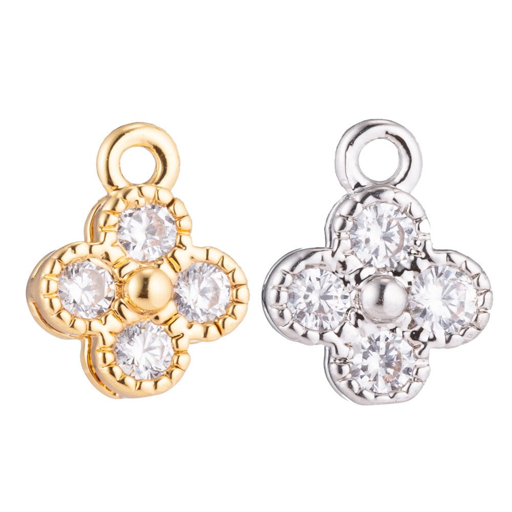1pc Gold Filled Cute Flower, Circle of Love, Minimalist Chic, Cubic Zirconia Bracelet Charm, Necklace Pendant, Findings for Jewelry Making, C-214