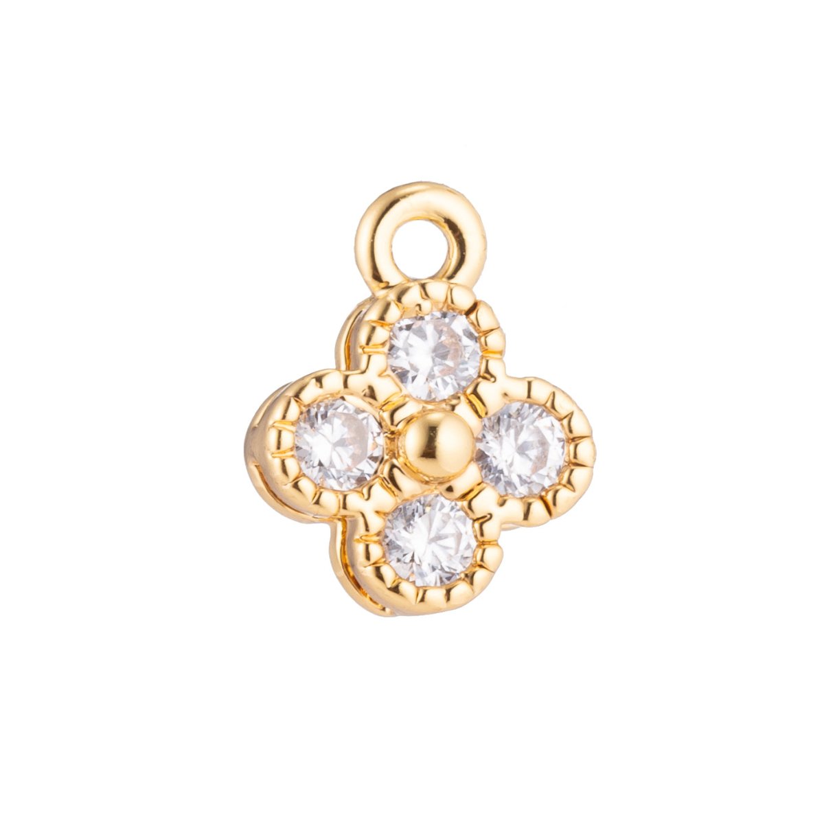 1pc Gold Filled Cute Flower, Circle of Love, Minimalist Chic, Cubic Zirconia Bracelet Charm, Necklace Pendant, Findings for Jewelry Making, C-214