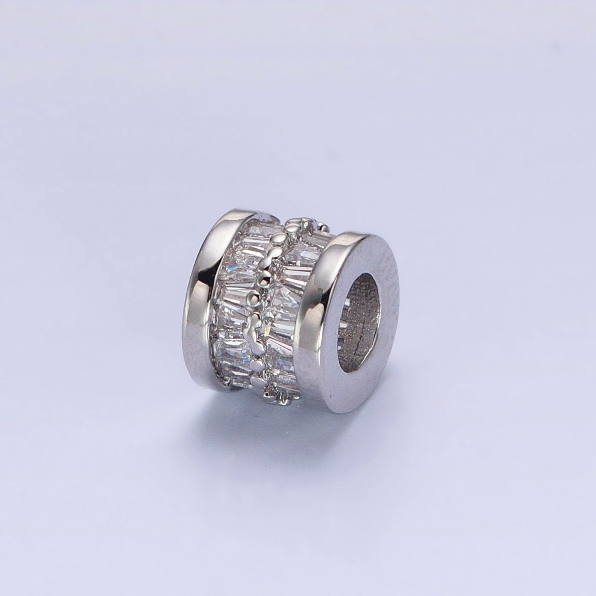 1pc Gold Filled Cylinder Beads, CZ Large Hole Cylinder Drum Barrel Micro Pave Beads, Silver Tube Multi Color CZ Beadd 6.8x8.2mm B-783~B-790