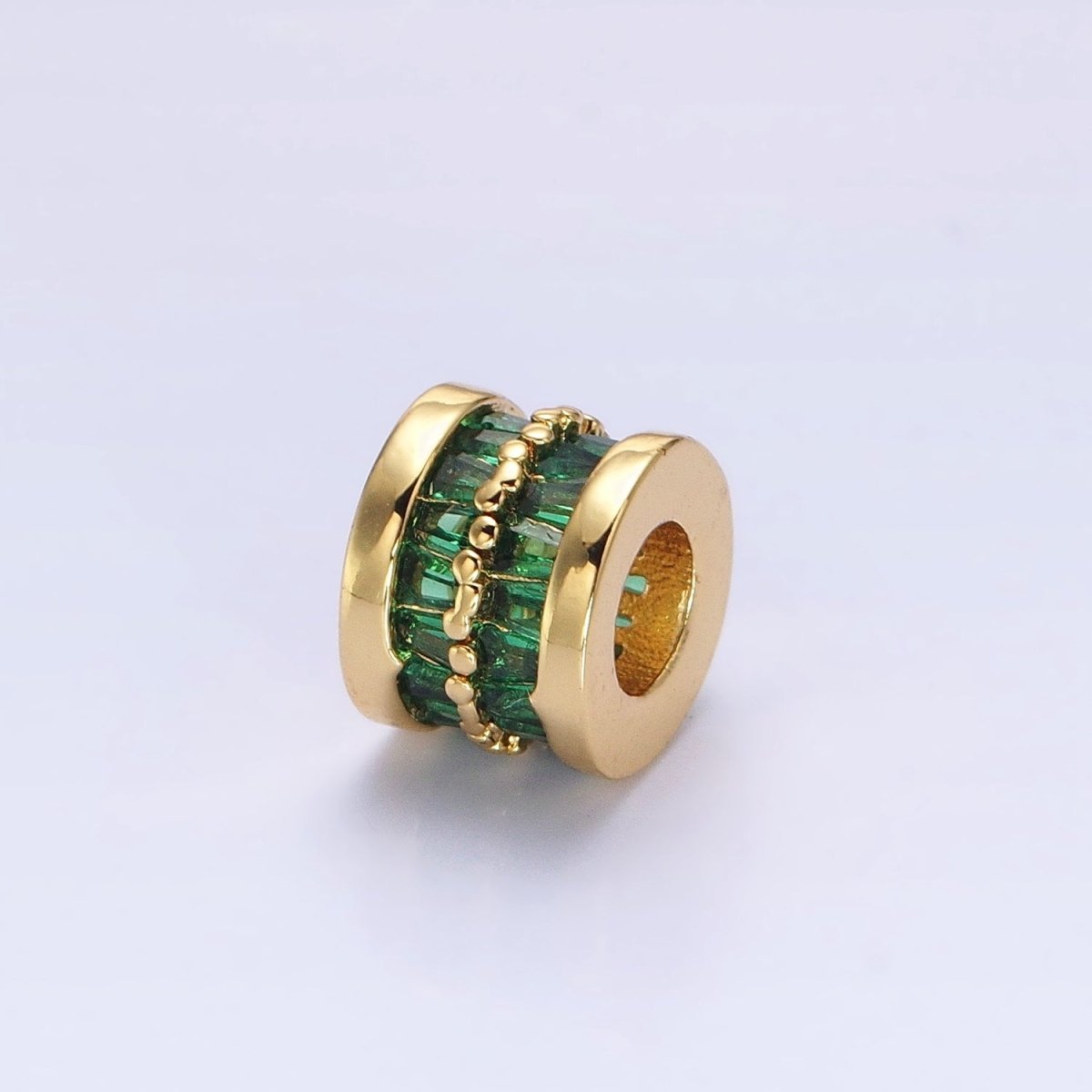 1pc Gold Filled Cylinder Beads, CZ Large Hole Cylinder Drum Barrel Micro Pave Beads, Silver Tube Multi Color CZ Beadd 6.8x8.2mm B-783~B-790