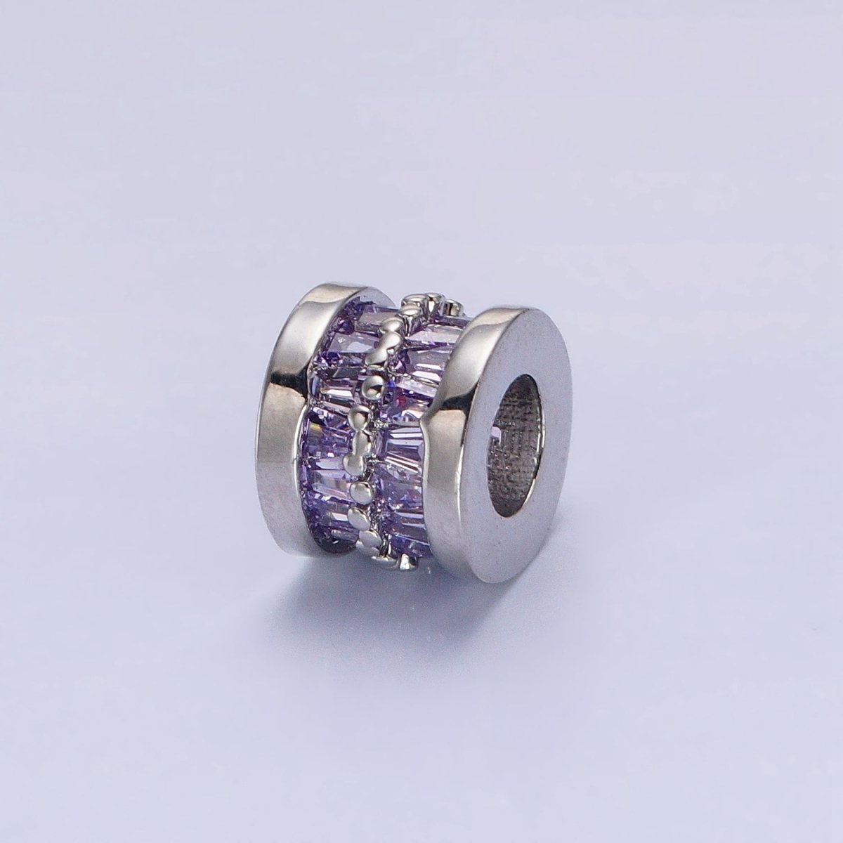 1pc Gold Filled Cylinder Beads, CZ Large Hole Cylinder Drum Barrel Micro Pave Beads, Silver Tube Multi Color CZ Beadd 6.8x8.2mm B-783~B-790