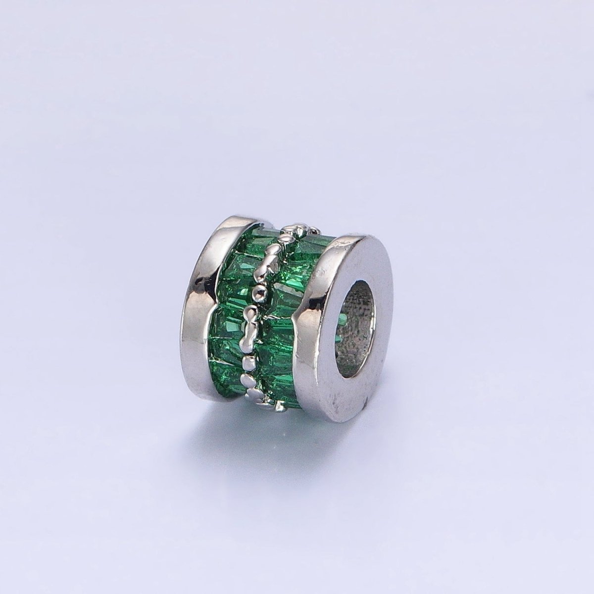 1pc Gold Filled Cylinder Beads, CZ Large Hole Cylinder Drum Barrel Micro Pave Beads, Silver Tube Multi Color CZ Beadd 6.8x8.2mm B-783~B-790