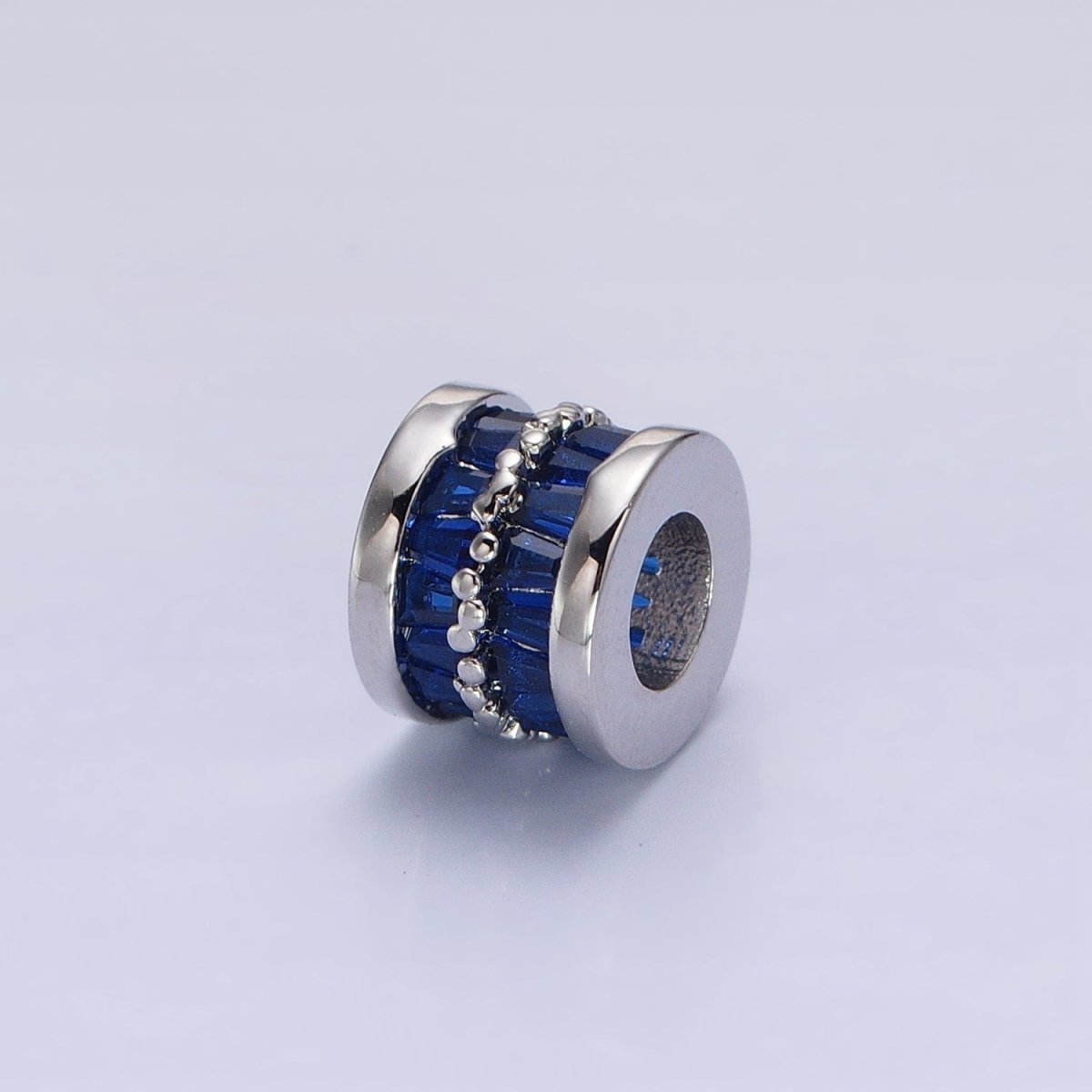 1pc Gold Filled Cylinder Beads, CZ Large Hole Cylinder Drum Barrel Micro Pave Beads, Silver Tube Multi Color CZ Beadd 6.8x8.2mm B-783~B-790
