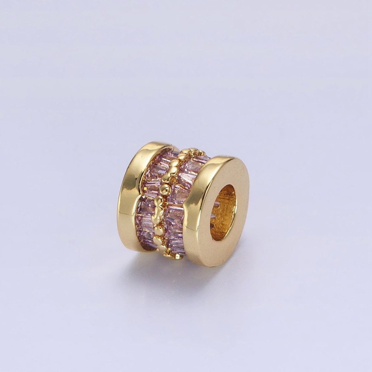 1pc Gold Filled Cylinder Beads, CZ Large Hole Cylinder Drum Barrel Micro Pave Beads, Silver Tube Multi Color CZ Beadd 6.8x8.2mm B-783~B-790