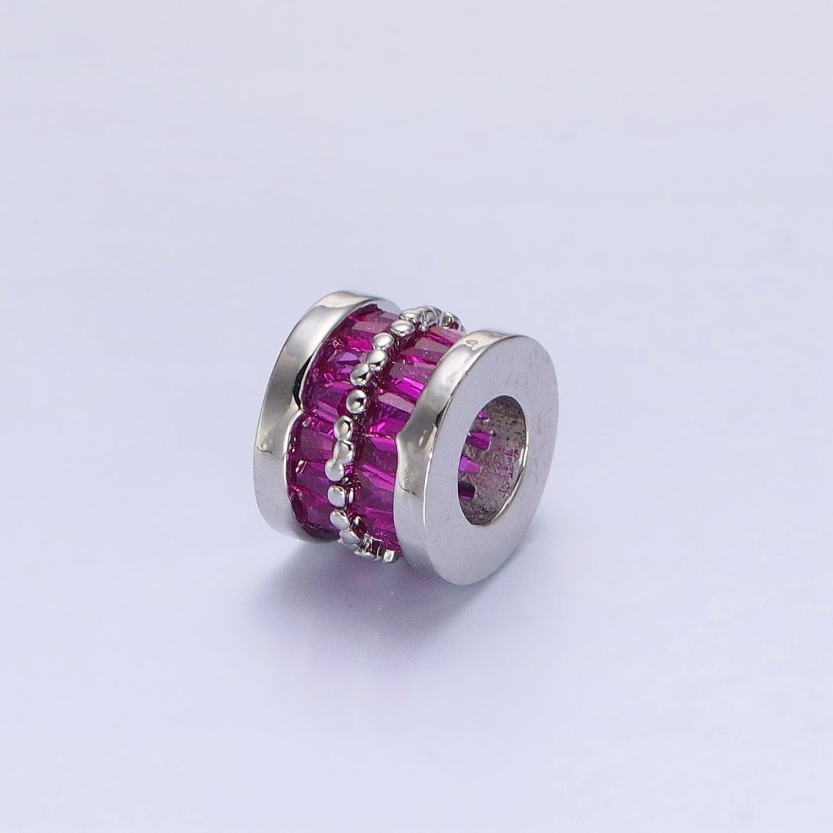 1pc Gold Filled Cylinder Beads, CZ Large Hole Cylinder Drum Barrel Micro Pave Beads, Silver Tube Multi Color CZ Beadd 6.8x8.2mm B-783~B-790