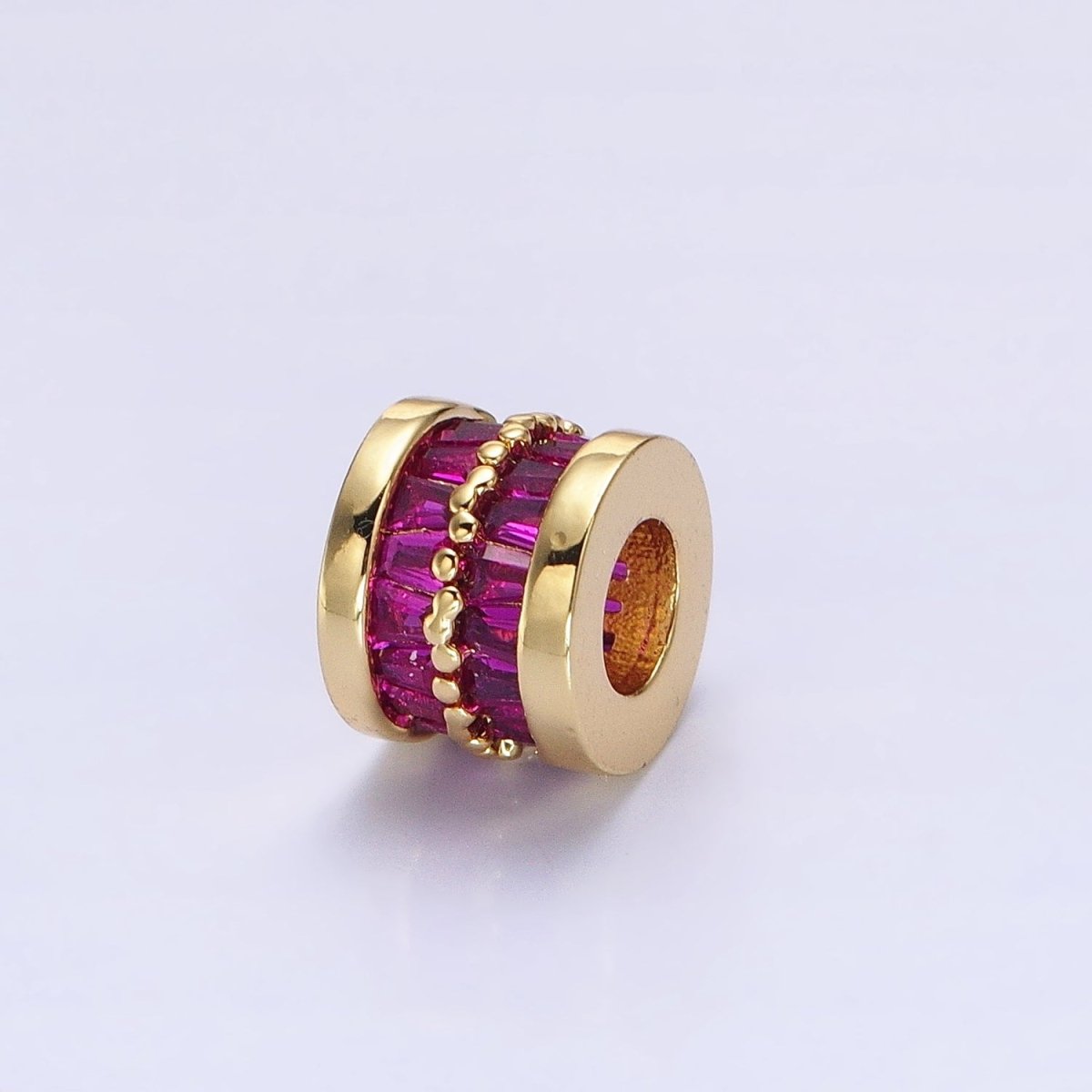1pc Gold Filled Cylinder Beads, CZ Large Hole Cylinder Drum Barrel Micro Pave Beads, Silver Tube Multi Color CZ Beadd 6.8x8.2mm B-783~B-790