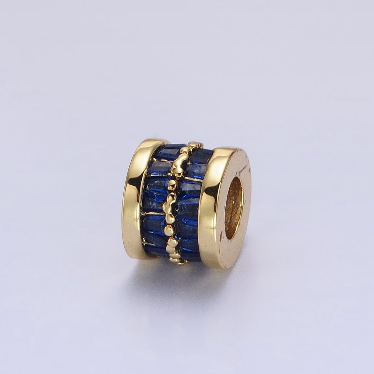 1pc Gold Filled Cylinder Beads, CZ Large Hole Cylinder Drum Barrel Micro Pave Beads, Silver Tube Multi Color CZ Beadd 6.8x8.2mm B-783~B-790