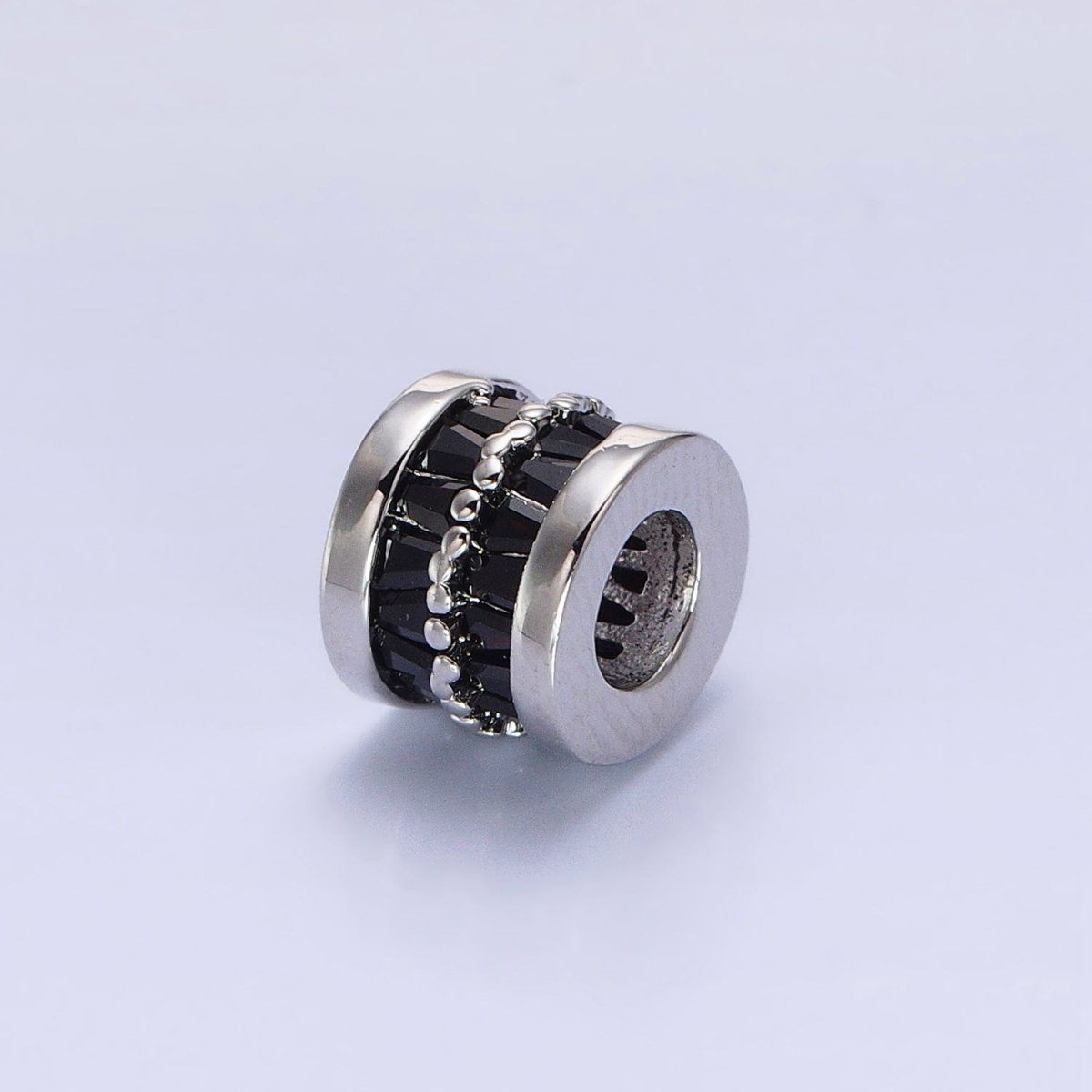 1pc Gold Filled Cylinder Beads, CZ Large Hole Cylinder Drum Barrel Micro Pave Beads, Silver Tube Multi Color CZ Beadd 6.8x8.2mm B-783~B-790
