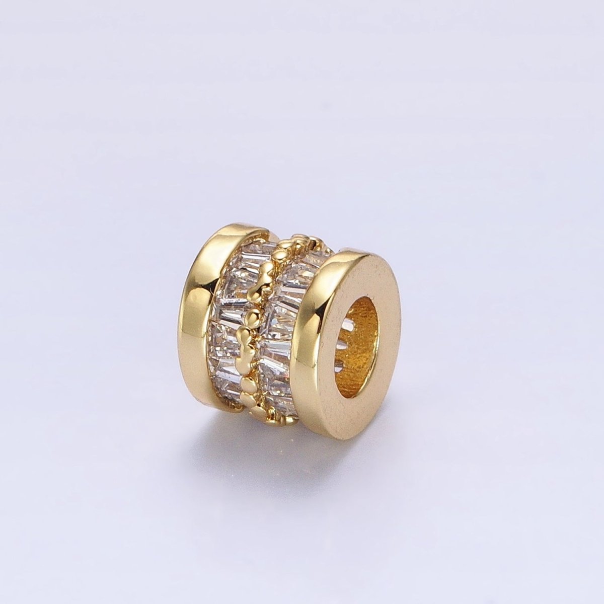 1pc Gold Filled Cylinder Beads, CZ Large Hole Cylinder Drum Barrel Micro Pave Beads, Silver Tube Multi Color CZ Beadd 6.8x8.2mm B-783~B-790