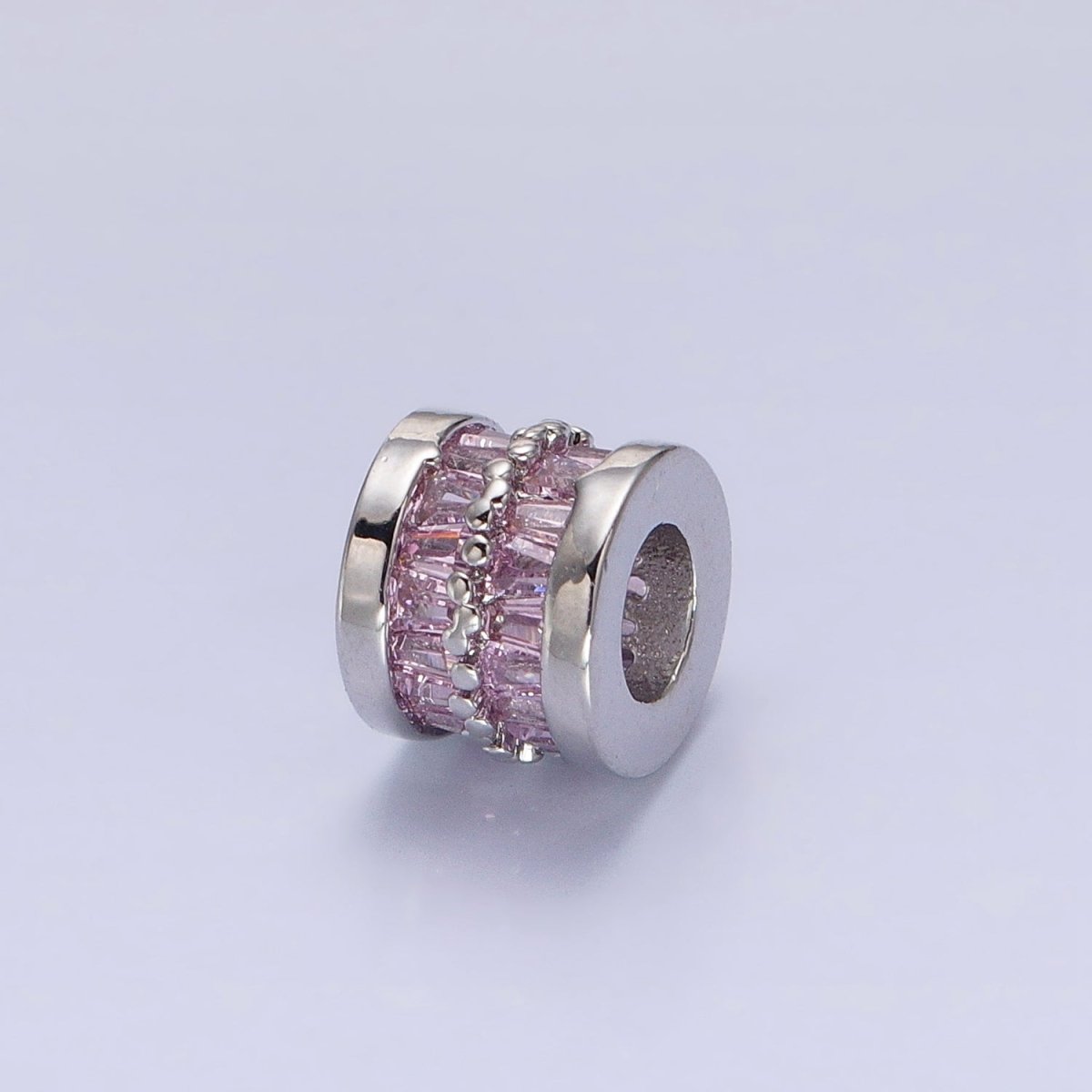 1pc Gold Filled Cylinder Beads, CZ Large Hole Cylinder Drum Barrel Micro Pave Beads, Silver Tube Multi Color CZ Beadd 6.8x8.2mm B-783~B-790