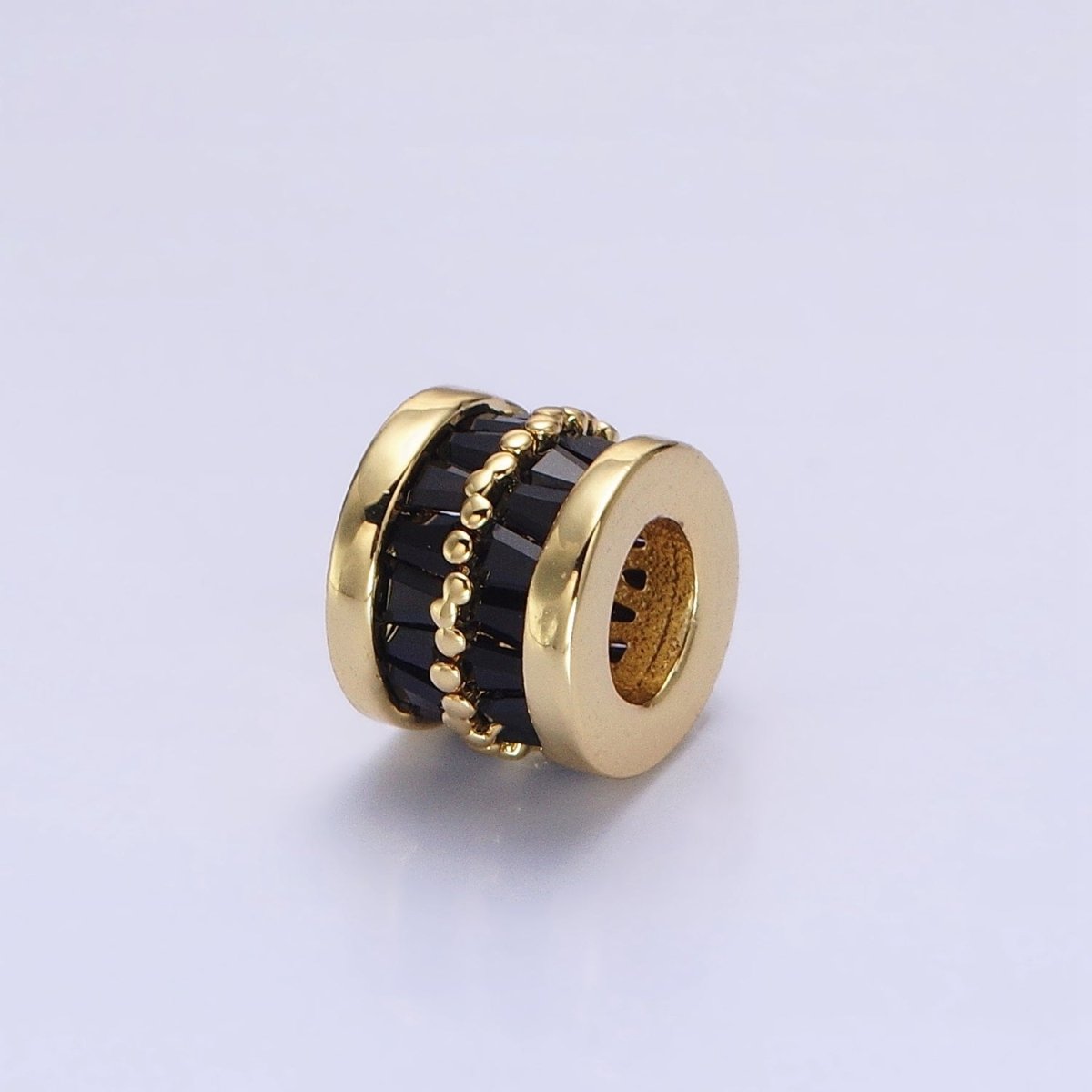 1pc Gold Filled Cylinder Beads, CZ Large Hole Cylinder Drum Barrel Micro Pave Beads, Silver Tube Multi Color CZ Beadd 6.8x8.2mm B-783~B-790