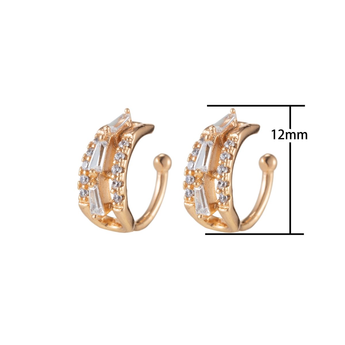 1x 18k Gold Filled Ear cuffs Gold ear cuff ear cuff no piercing Micro Pave earcuff cartilage cuff non pierced ear cuff, AI-050