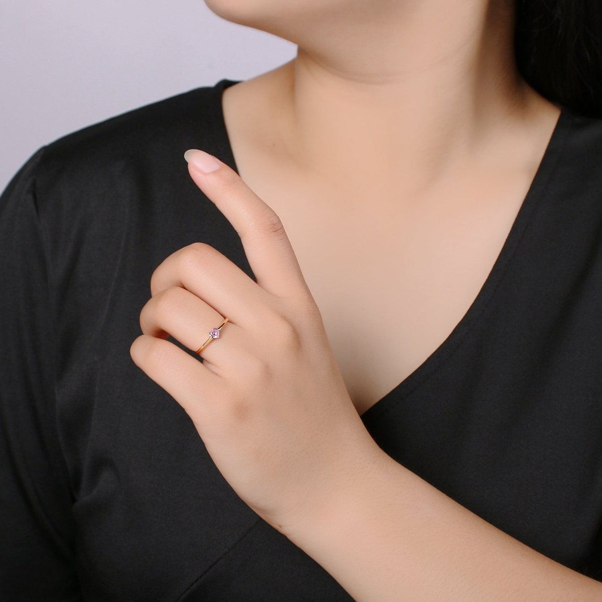 1x Mini Heart Ring Gold Thin Stacking Ring Tiny Stackable Ring Gift For Her Minimal Jewelry Dainty Thin Band Promise Ring Gift Sister O-289 O-290