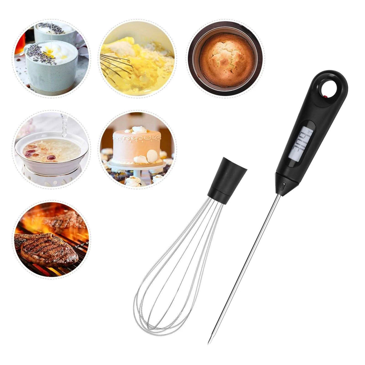 2-in-1 Instant Read Food Thermometer and Egg Whisk