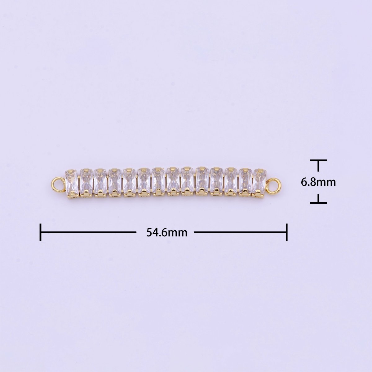 2 Inch Clear Baguette Cubic Zirconia Gold Connector | Y-625