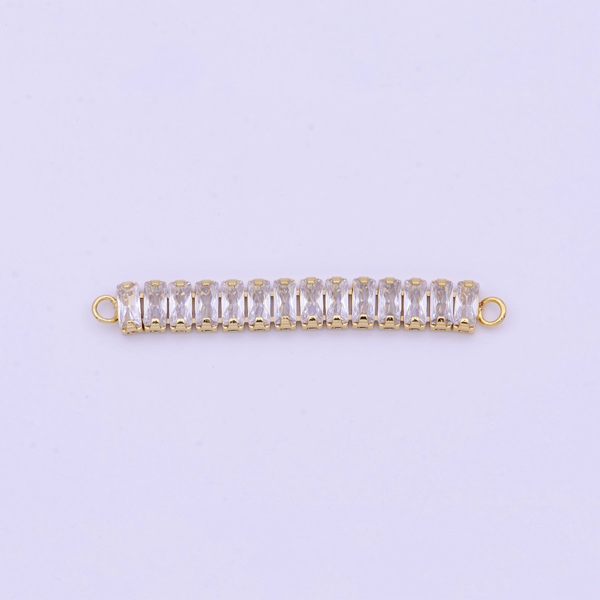2 Inch Clear Baguette Cubic Zirconia Gold Connector | Y-625