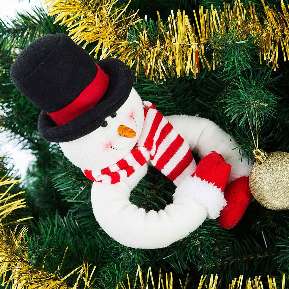 2-Pack: Christmas Curtain Buckle Doll Santa & Snowman