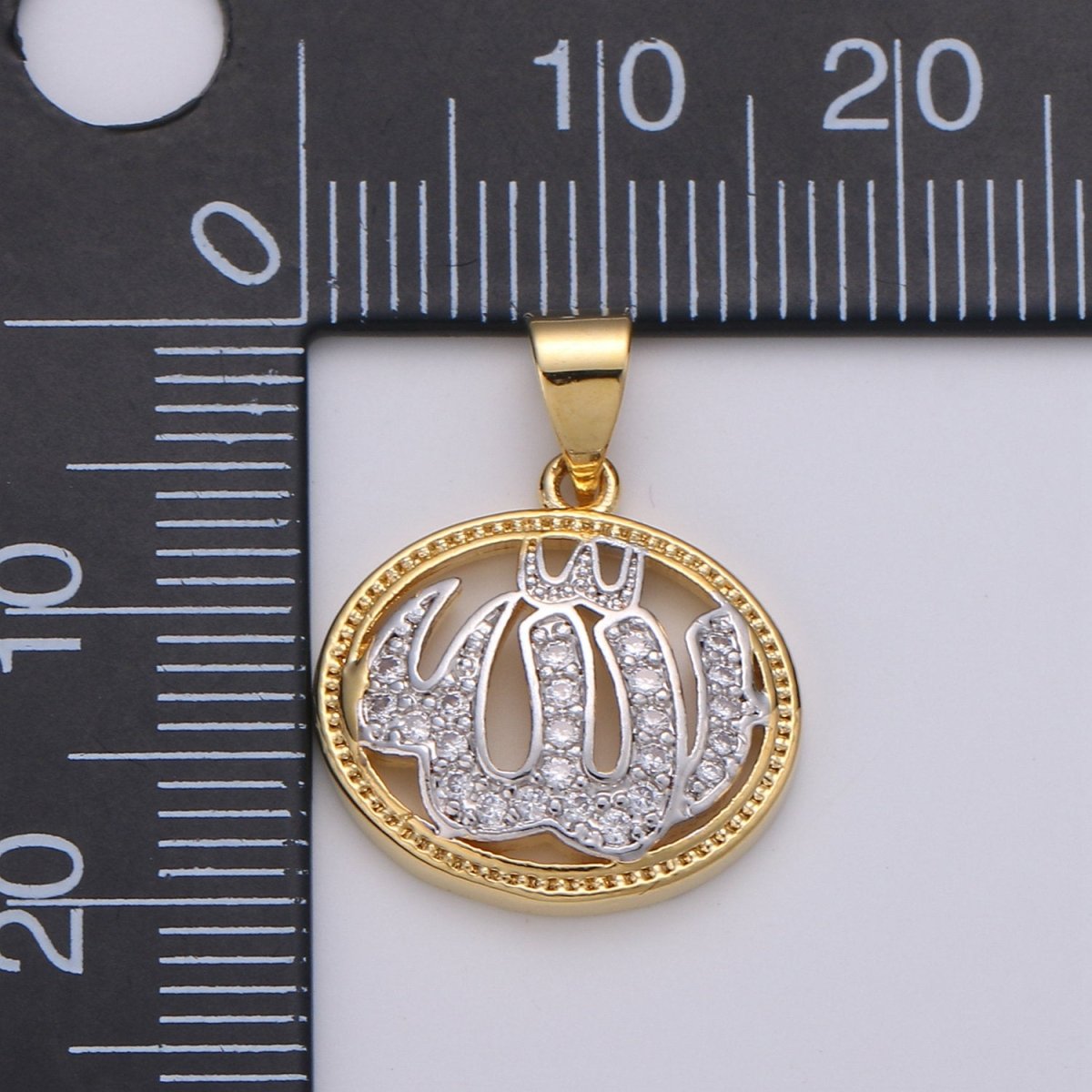 2 Tone Color Pendant in 24k Gold Filled Jewelry Allah Pendant Micro Pave CZ Pendant Necklace for Religious Jewelry I-915