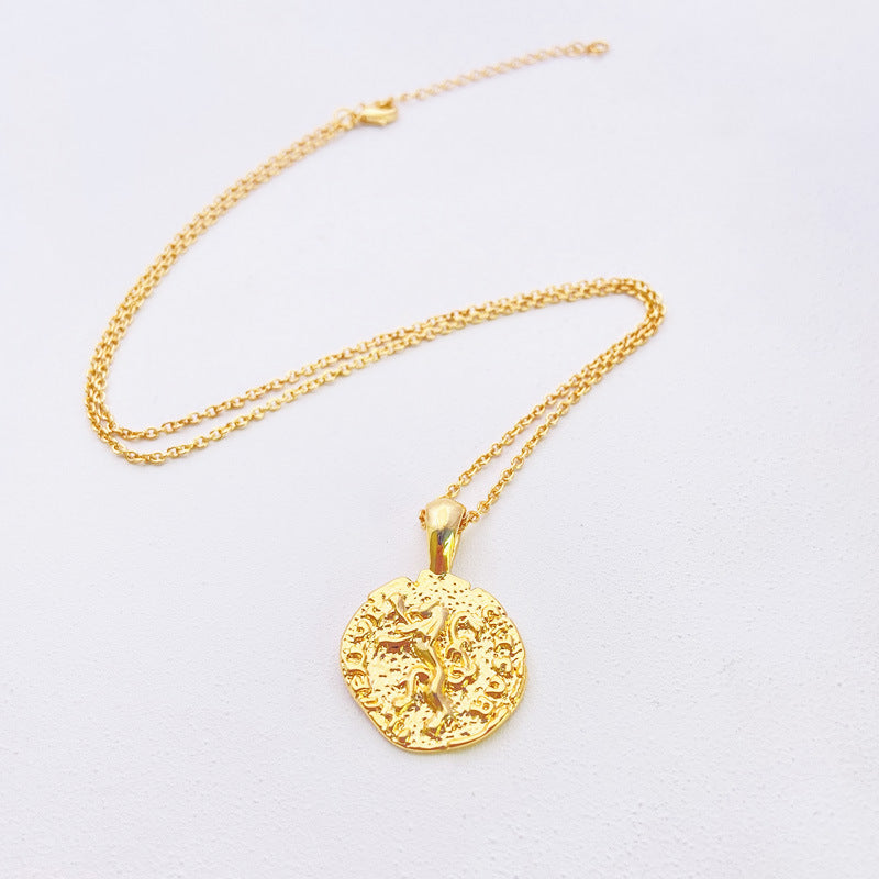 Women's Round Lion Gold-plated Cold Wind Temperament Necklaces