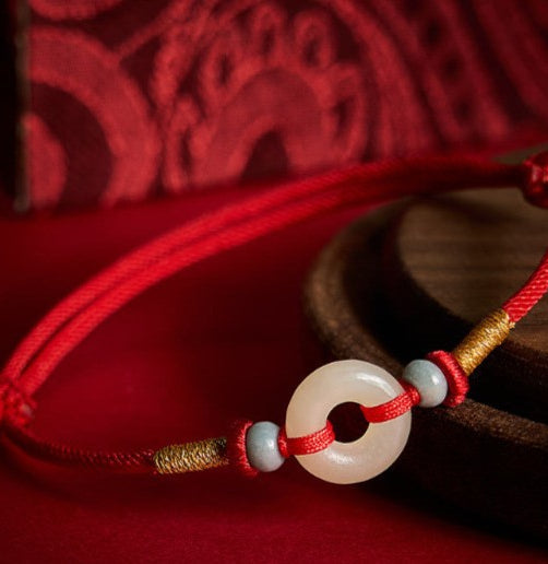 Natural Cinnabar Multicolor Red String Bracelet - Traditional Woven Design Unisex Jewelry Gift