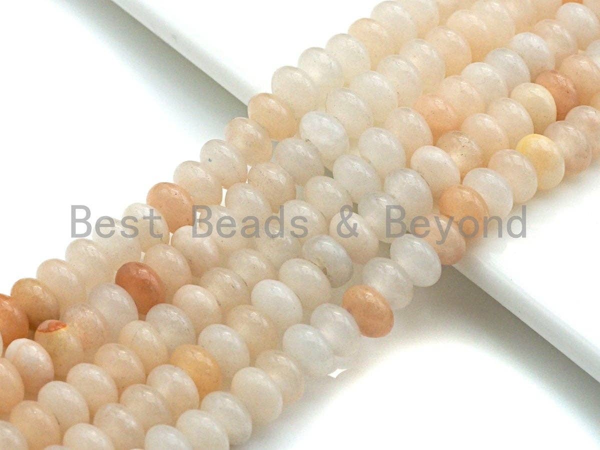 2mm Large Hole Natural Pink Aventurine Beads, Rondelle Smooth 5x8mm, 8" Long Strands, sku#U712