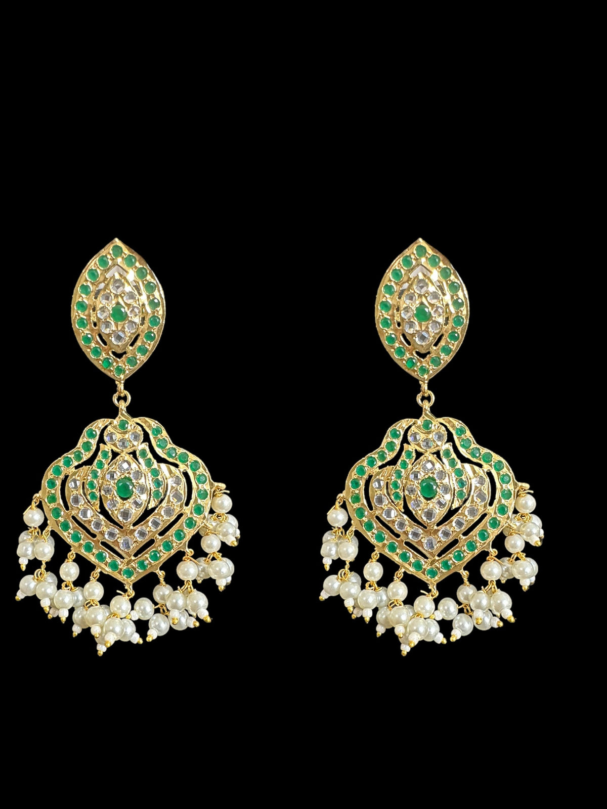 BR304 Gold plated bridal set with earrings tika in green ( READY TO SHIP )