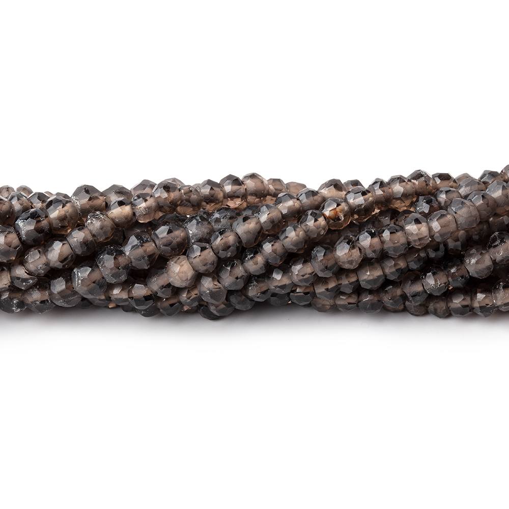 4mm Smoky Quartz Faceted Rondelles 13.5 inch 135 beads with 1mm Large Hole