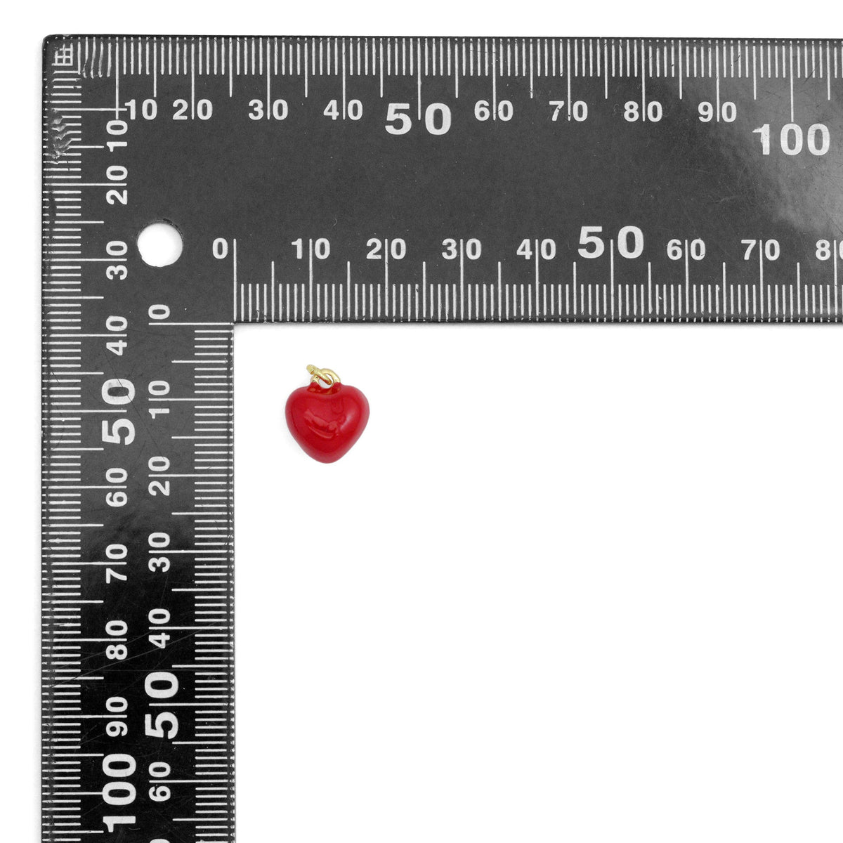 Red Enamel Puffy Heart Charm Pendant,Sku#LD711