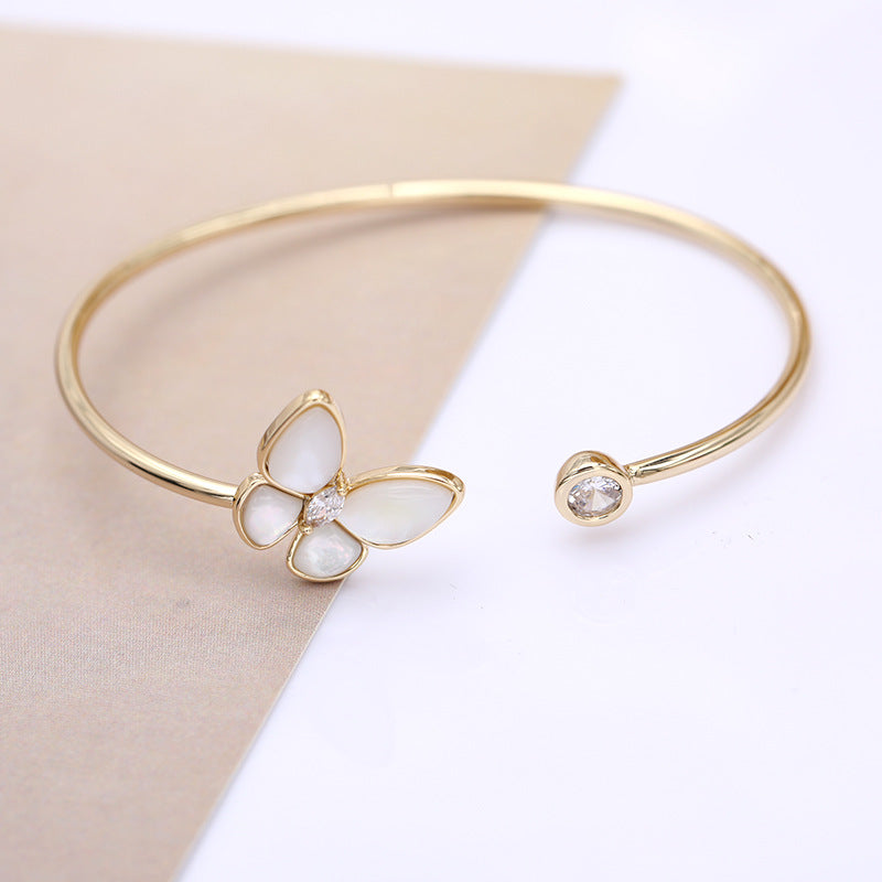Personalized Simple Metal Design Opening Hand Shell Bracelet