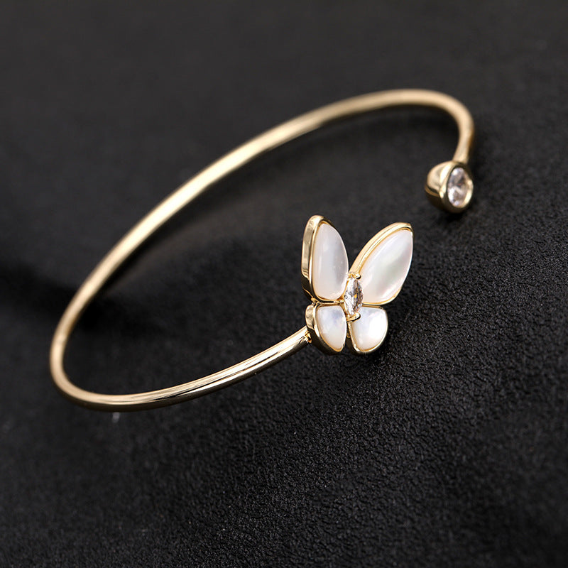 Personalized Simple Metal Design Opening Hand Shell Bracelet