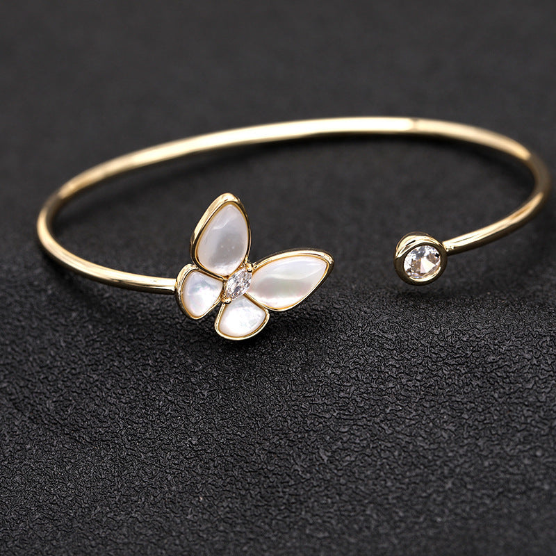 Personalized Simple Metal Design Opening Hand Shell Bracelet