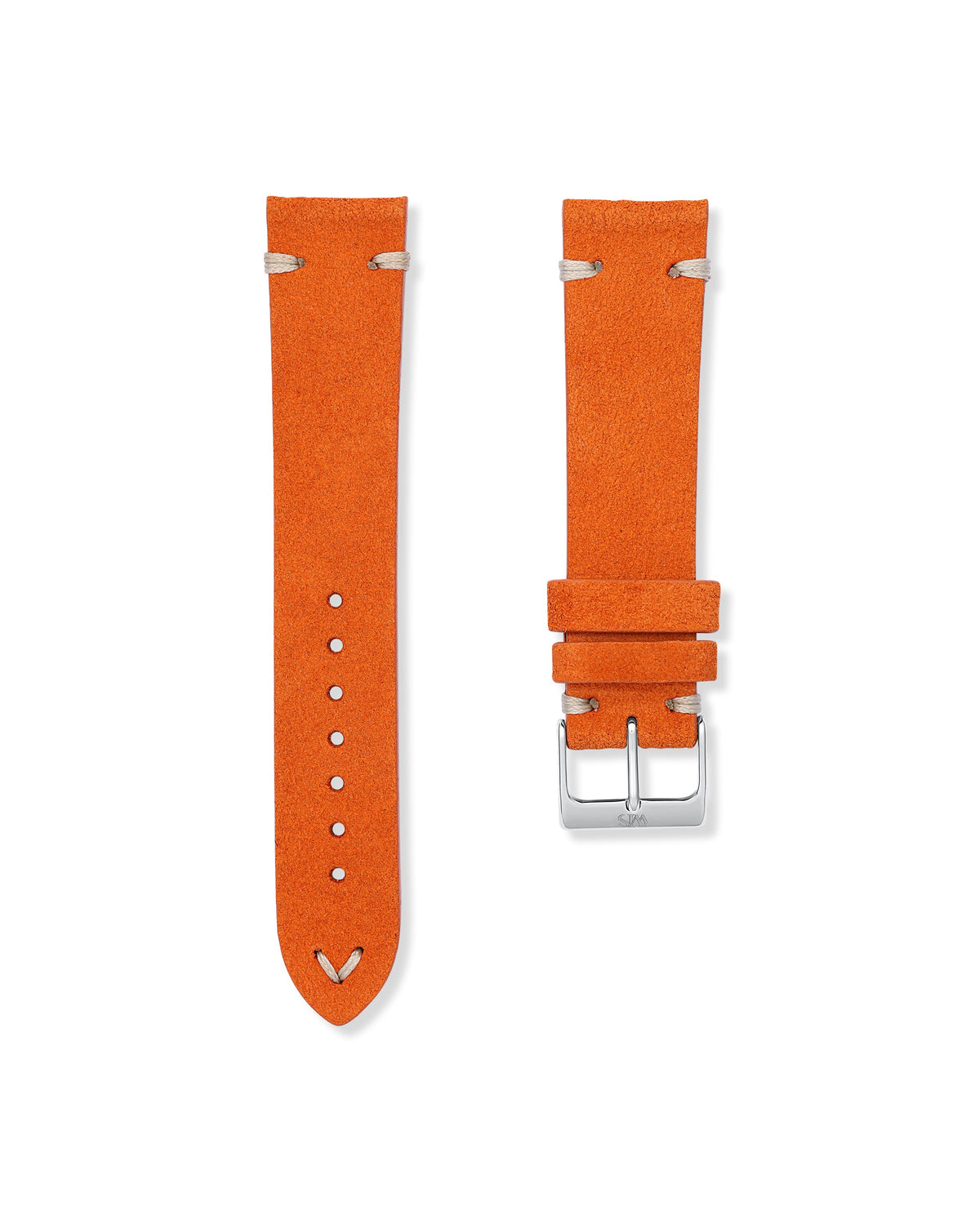 Pumpkin Orange Suede Leather Watch Strap 20mm