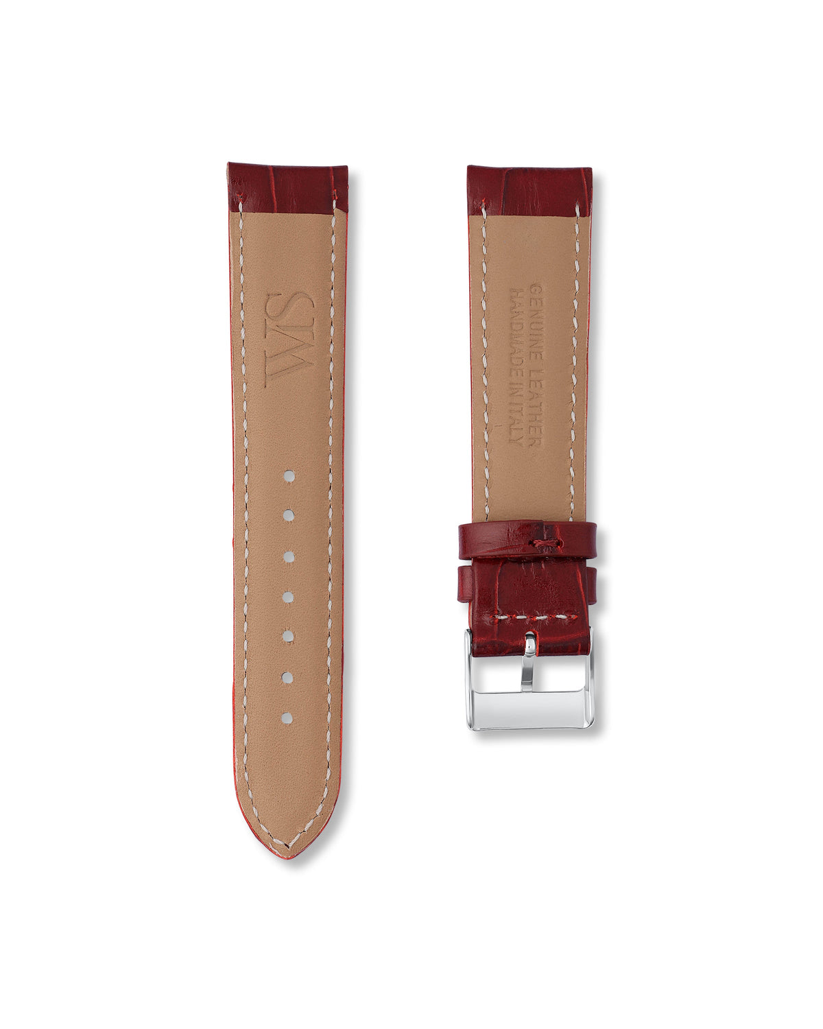 Cherry Red Alligator Leather Watch Strap 21mm