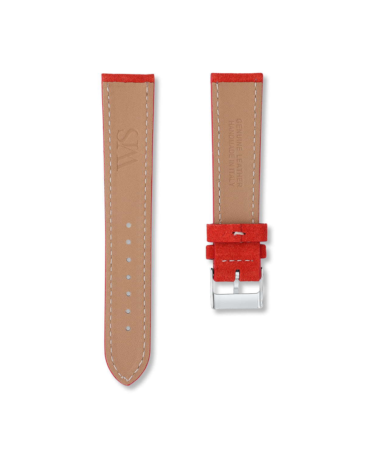 Salmon Red Suede Leather Watch Strap 20mm