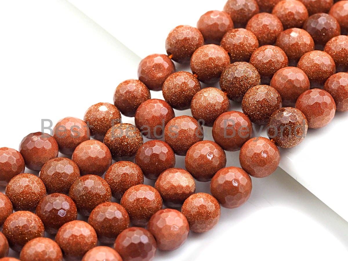 Quality Goldstone Smooth/Faceted Beads, Round Smooth/Faceted 6mm/8mm/10mm/12mm, Goldstone Beads,15" Full Strand, sku#U627