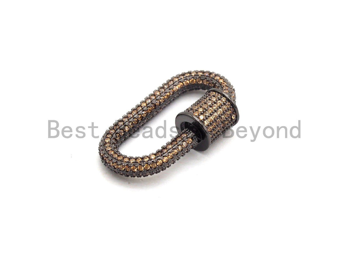 Fully CZ Micro Pave Oval Screw Clasp, Pave Clasp, Green/Fuchsia/Cobalt/Turquoise/Purple/Orange Color Carabinar Clasp,14x29mm,sku#H150