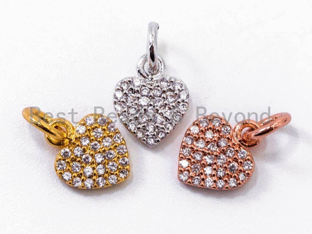 Clear CZ Micro Pave 7x9mm Heart Charm, Sku#Y29