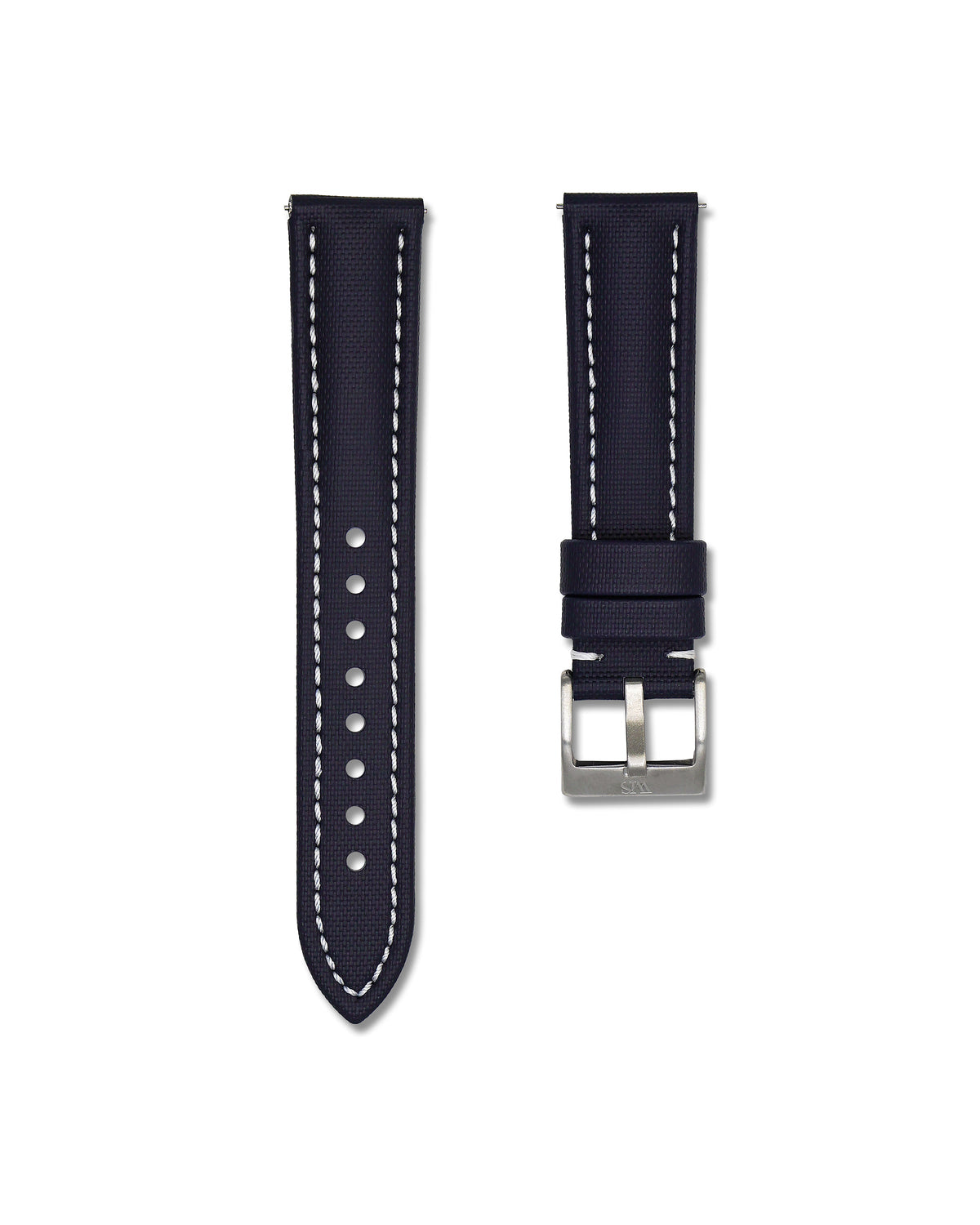 Midnight Blue White Stitched Sailcloth Strap 20mm