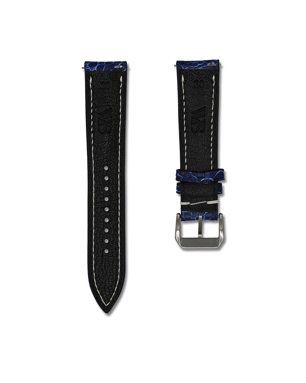 Breakers Blue Bespoke Ostrich Shin Leather Watch Strap 24mm