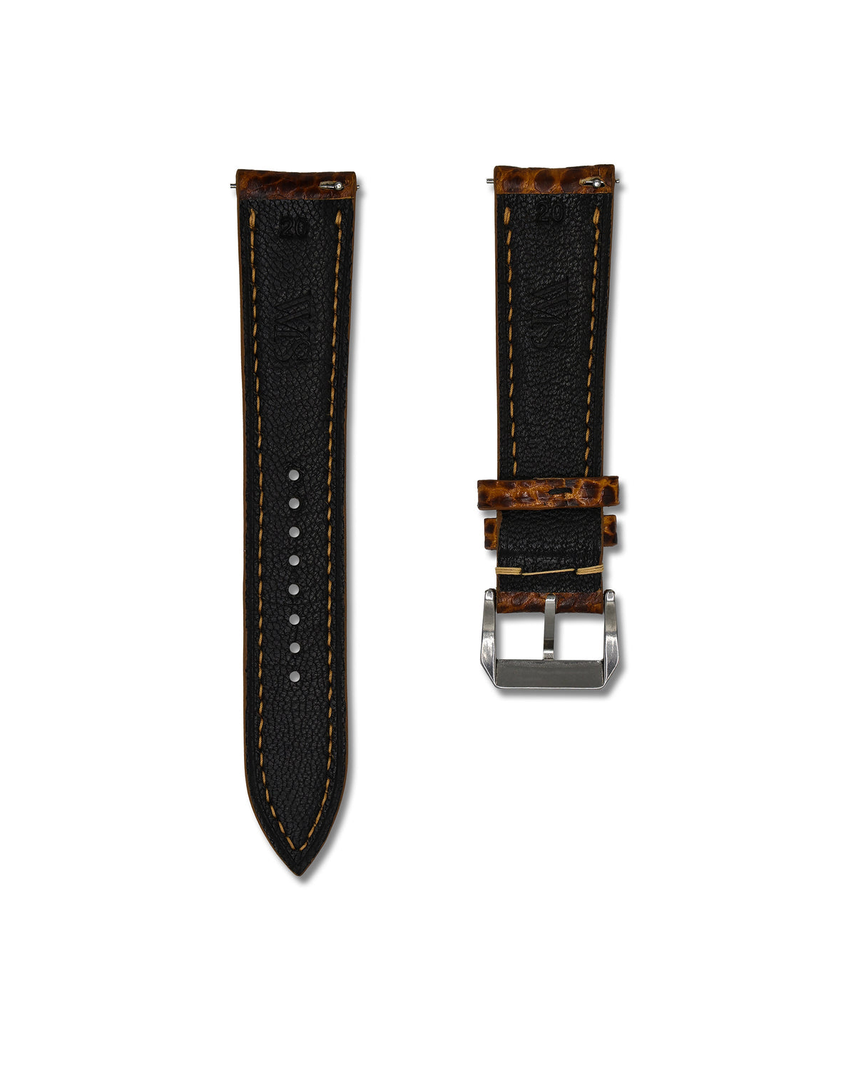 Tiger's Eye Bespoke Ostrich Shin Leather Watch Strap 18mm