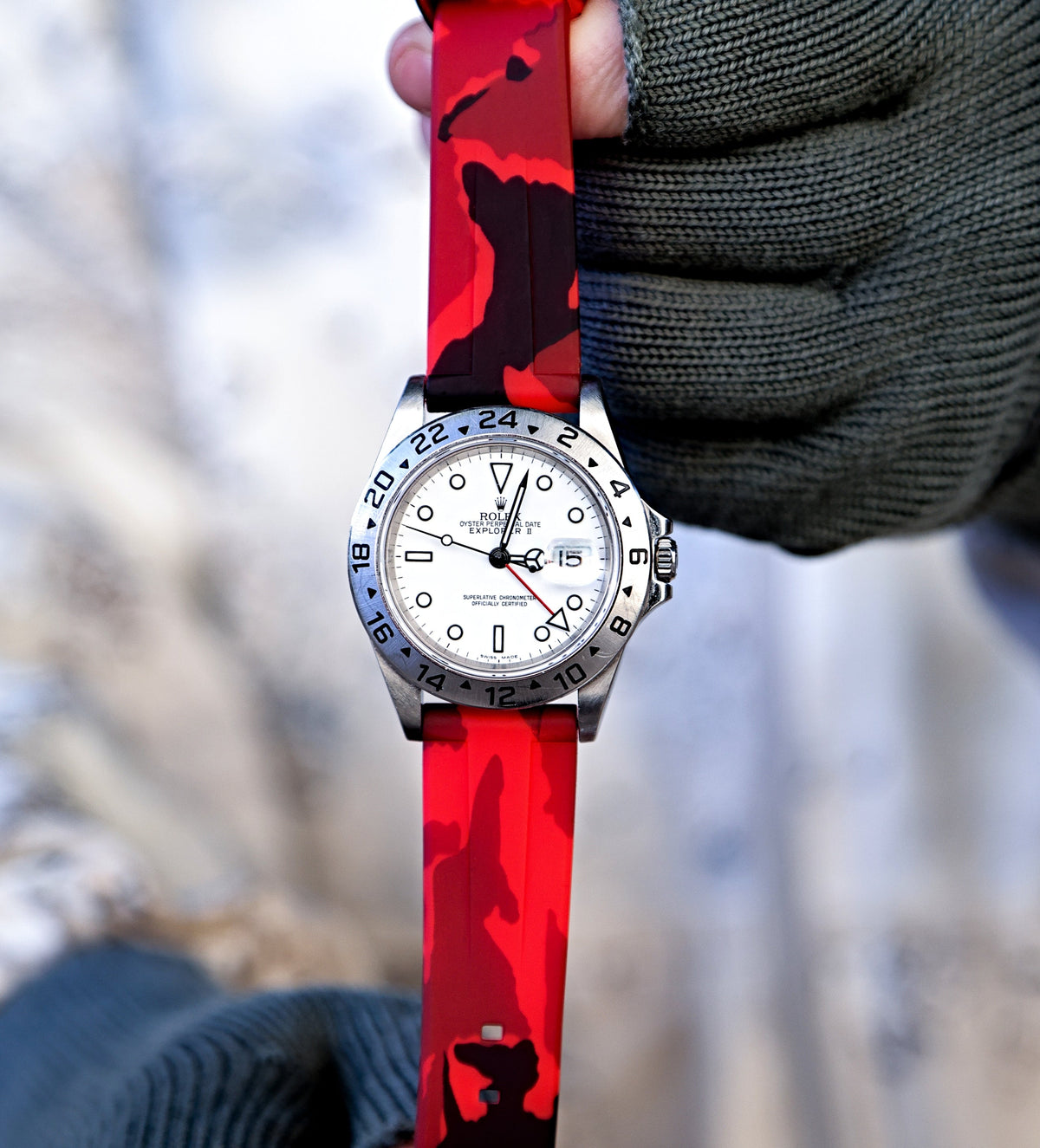 Red Camo Quick Release Rubber Strap 22mm