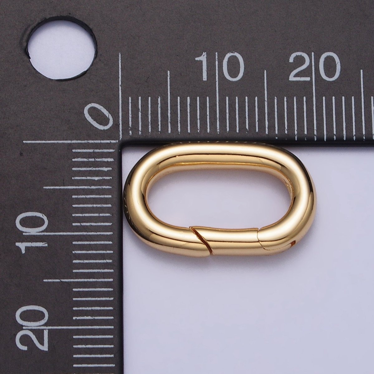 20mm Gold Oblong Push Spring Gate Ring Jewelry Making Closure Enhancer Supply | Z-086