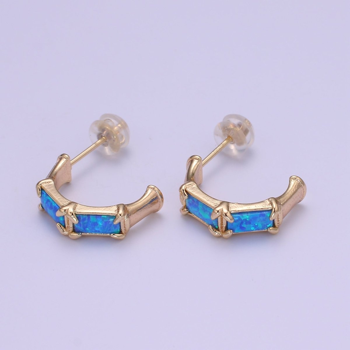 20mm Hoop Minimalist Opal Hoop Earrings in 18k Gold Filled Earring Pink Blue White Opal, Bamboo Style Jewellery Dainty Hoop Earring for gift P-078~P-080