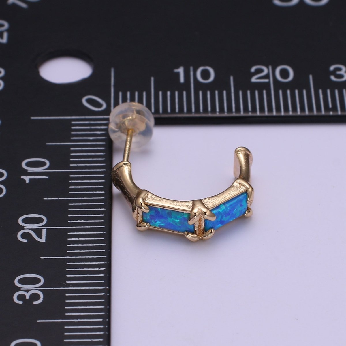 20mm Hoop Minimalist Opal Hoop Earrings in 18k Gold Filled Earring Pink Blue White Opal, Bamboo Style Jewellery Dainty Hoop Earring for gift P-078~P-080