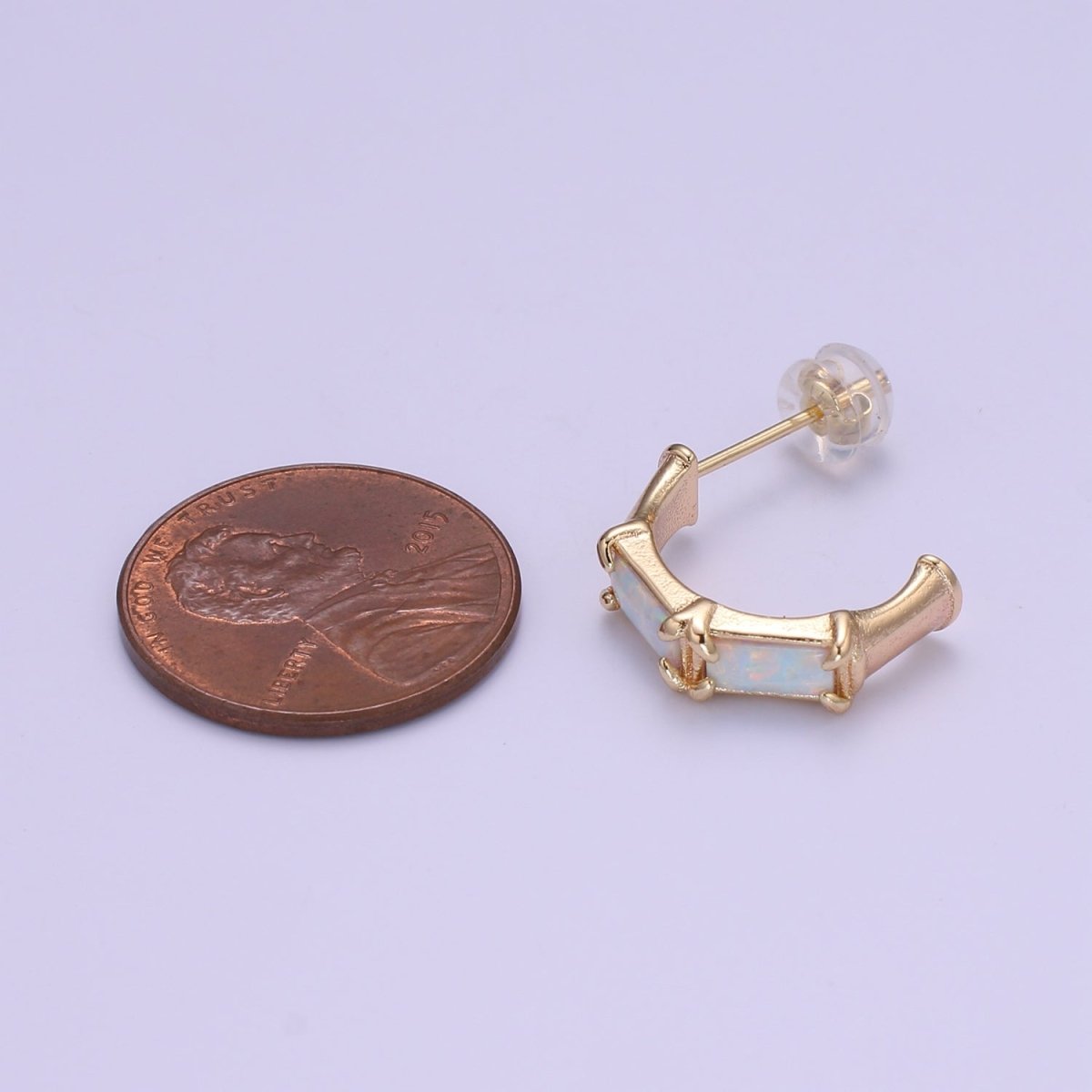 20mm Hoop Minimalist Opal Hoop Earrings in 18k Gold Filled Earring Pink Blue White Opal, Bamboo Style Jewellery Dainty Hoop Earring for gift P-078~P-080