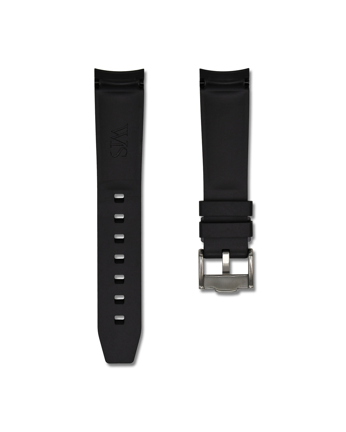 Tuxedo Black with Blue Stripe Curved Rubber Strap 20mm