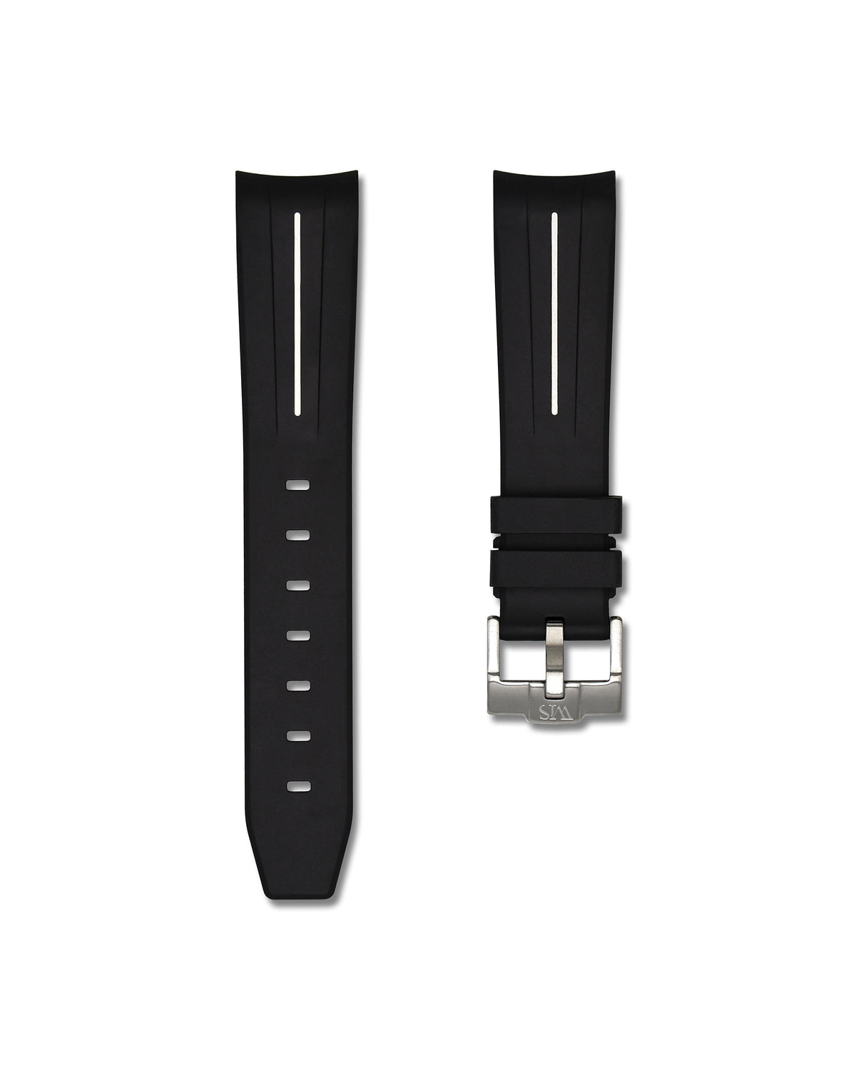 Tuxedo Black with White Stripe Curved Rubber Strap 20mm